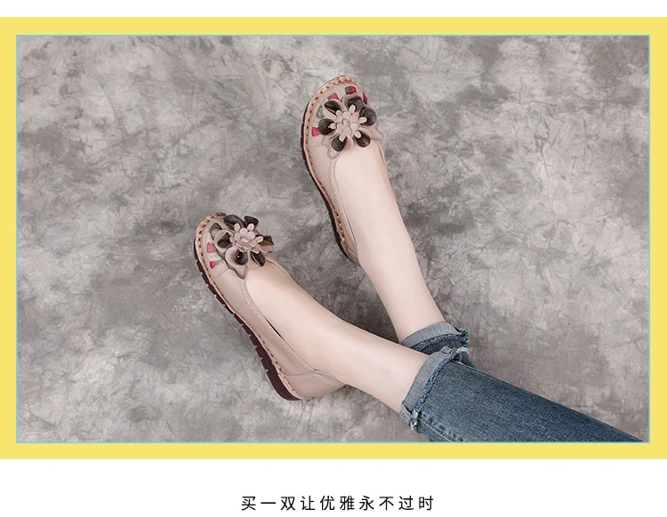 Neue handgefertigte Ballerinas mit Blumenmuster im Vintage-Stil, Damenschuhe aus echtem Leder, Mokassins, Slip-On-Loafer für Damen, weiche Luxus-Flats – Detail 37