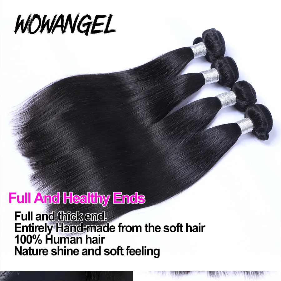 Wow Angel-Bone Hetero Pacotes de cabelo humano, peruano Remy cabelo, Weave Bundles, extensões de cabelo virgem, 10A, 28 in, 30in, 1 PC, 3 PCs, 4 PCs