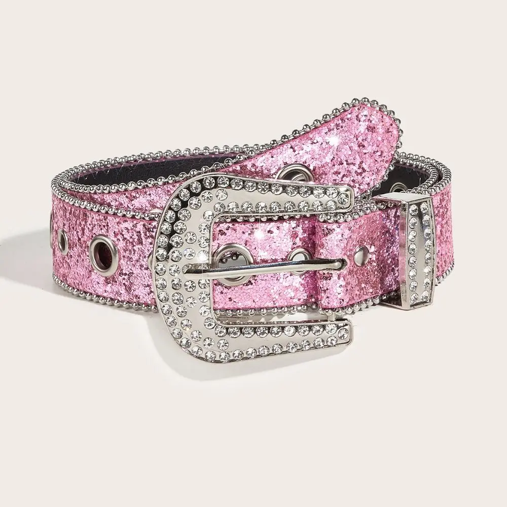 

Shinning Rhinestone Bling Crystal PU Leather Belts Strap Western Cowboy Fashion Glitter Waistband Belt for Jeans Men Women