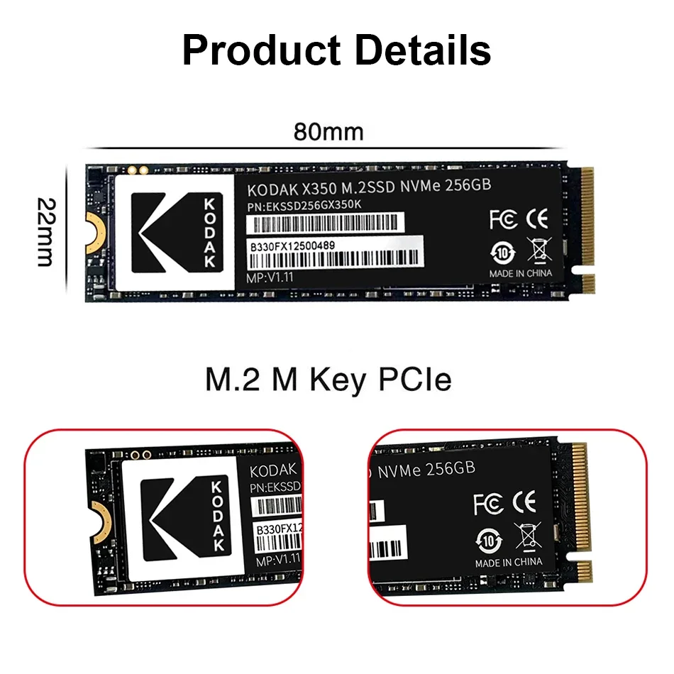 Kodak-Unidade de estado sólido para laptop e desktop, SSD M.2 original, NVME, PCIe3.0x4, 2280, Gen3, 256GB, 512GB, 1TB, 2TB, alta velocidade, 2500 Mbps