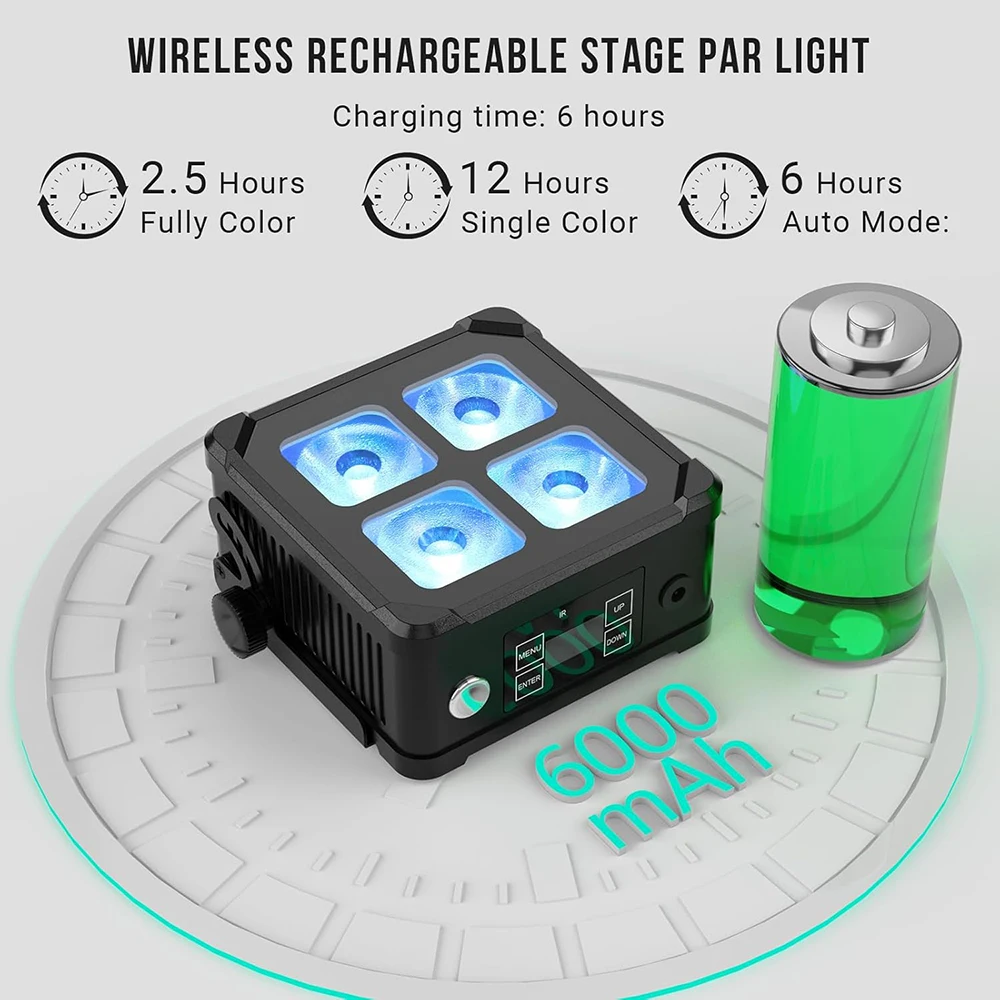 6 قطعة/المجموعة مع حقيبة يد IP65 قابلة للشحن Led ضوء المرحلة 4x18 واط RGBWA + UV 6in1 Led بطارية ضوء لاسلكي DMX512 لاسلكي عن بعد