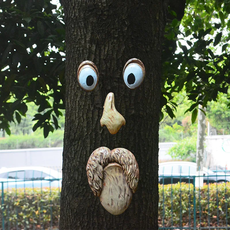 Halloween Easter Tree Bark Decorative Face Tree Face Monster Facial Ornaments Outdoor Creative Decorative Crafts