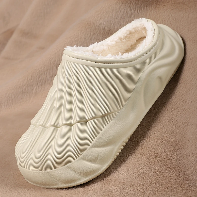 

Thick Sole Home Indoor Outside Men And Women Couples waterproof Winter Household Warm Fluffy Slippers Plush Cotton Shoes Ladies