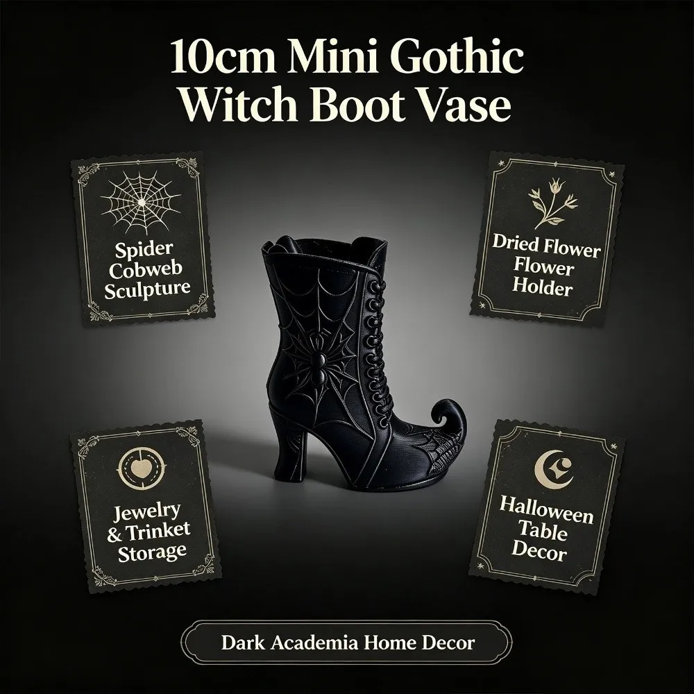 3D Printed Halloween Witch Pen Holder Vintage Gothic Halloween Witch Boots Vase Unique Halloween Pen Holder Desktop Decoration