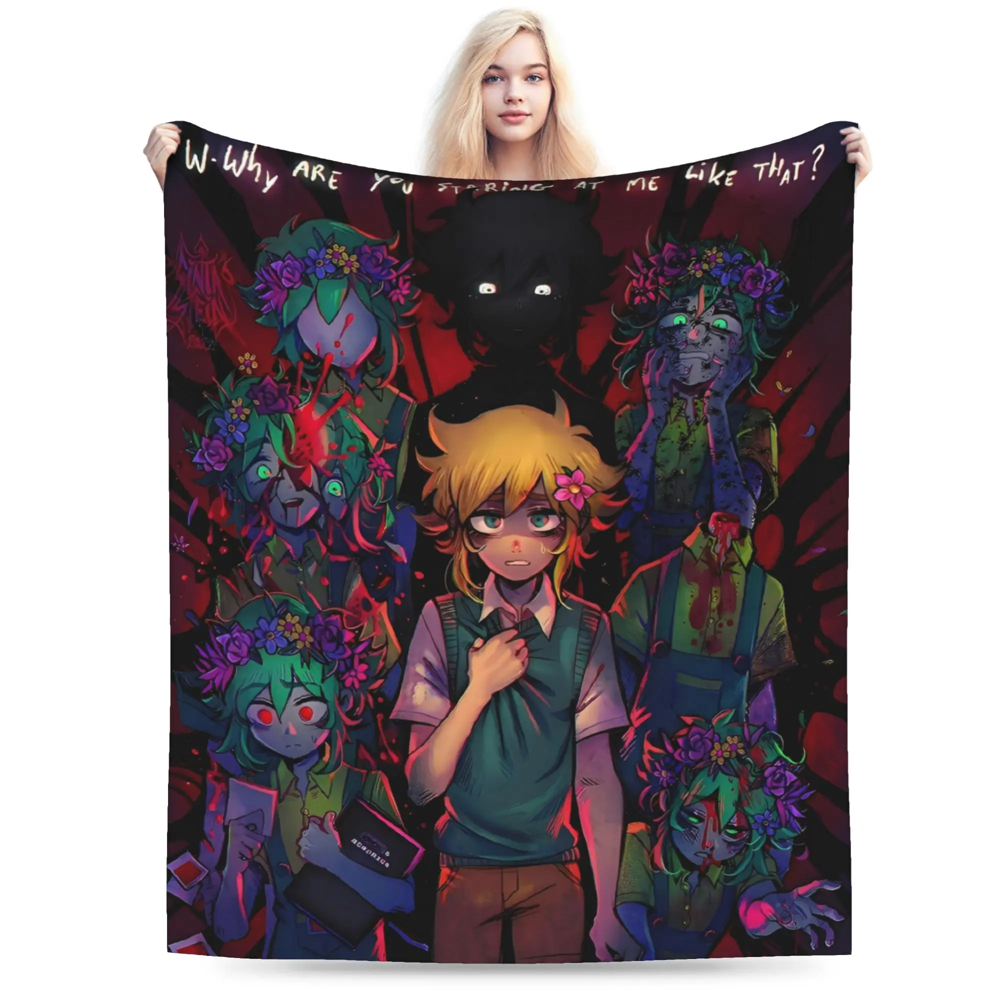 Warm Soft Blanket Picnic I love basil omori Throw Blanket Flannel Bedspread For Couch Chair Sofa Bed Street Trend Sofa Bed Cover