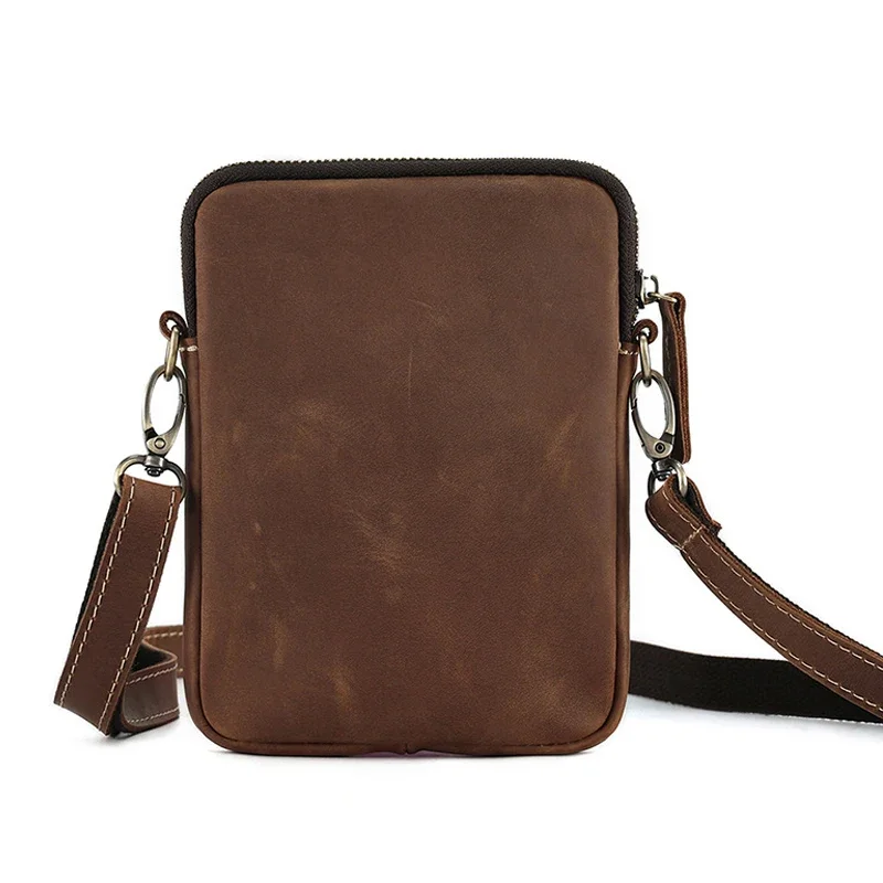 JOYIR Men Shoulder Bag Crazy Horse Leather Retro Travel   Messenger Bag Casual  Small Cell Phone Man Purse Crossbody Bags