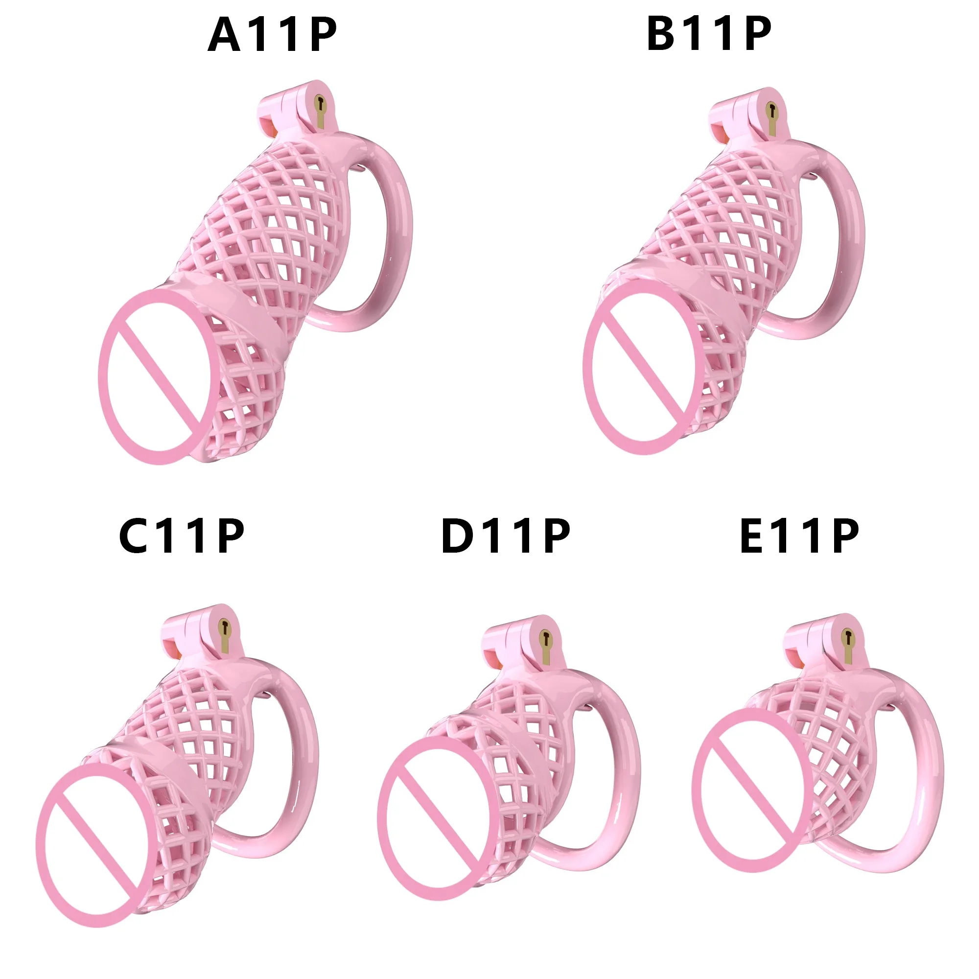 New Pink ABS Cobras Chastity Cage Faux Vagina Sissy CB Lock with 5 Size Base Penis Ring Cock Cage Erotic Sex Toys for Man Gay