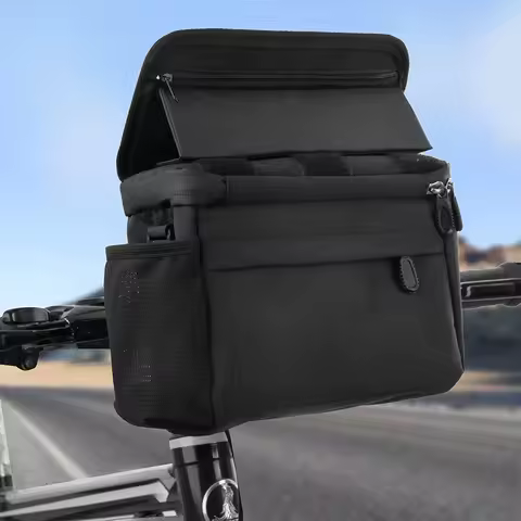 Bike Handlebar Bag Quick Release Bicycle Front Bag with Foldable TPU Phone Holder for Mountain Bikes Road Bikes E-Bikes Scooters