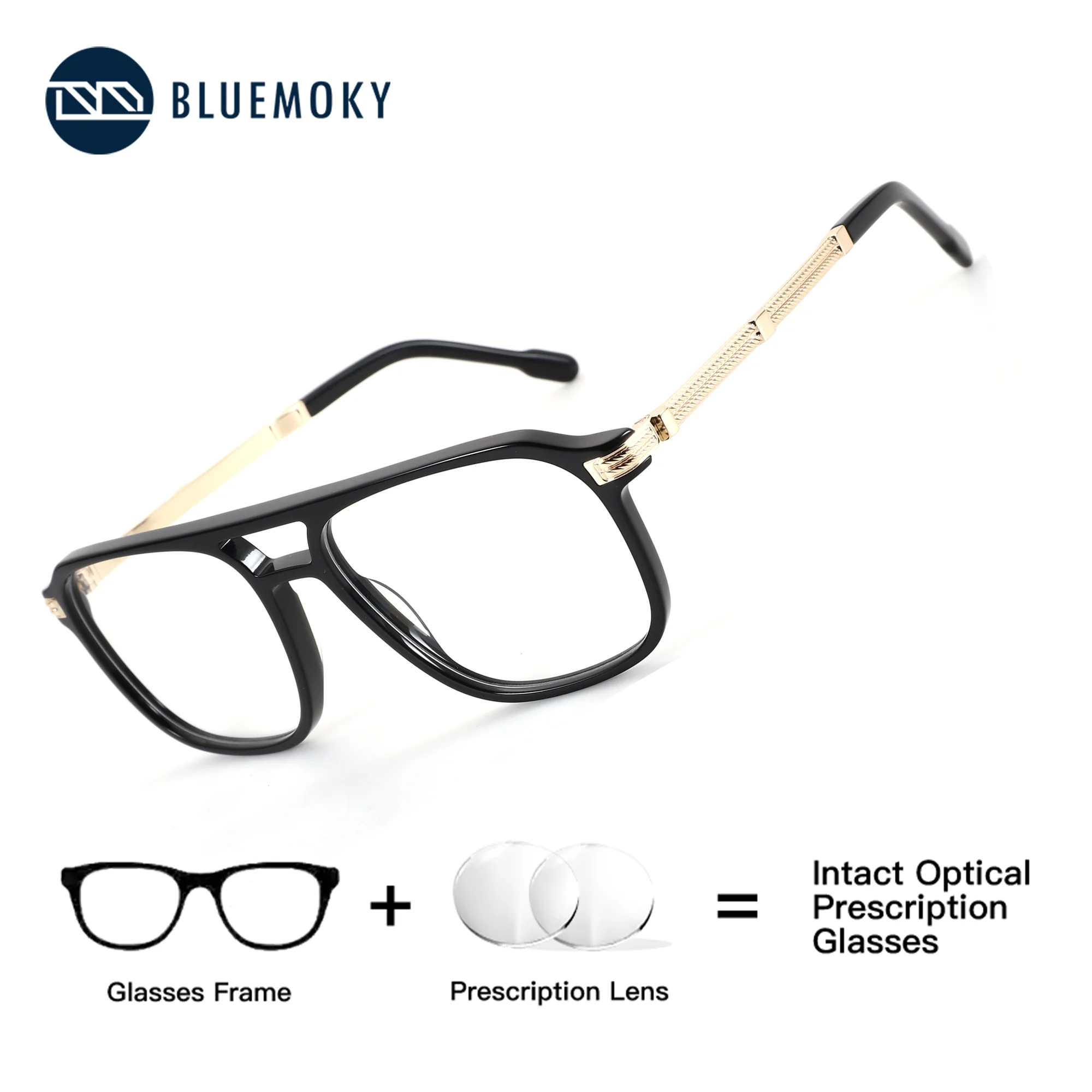 

BLUEMOKY Pilot Prescription Glasses Men Acetate Photochromic Anti Blue Light Optical Lenses with Recipe Myopia Eyeglasses