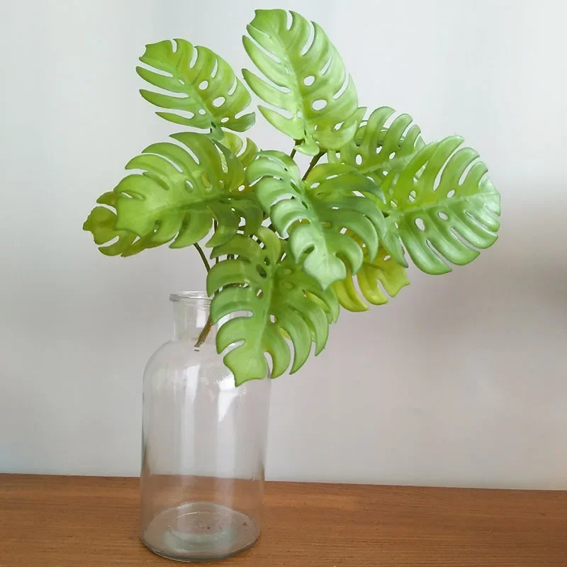 32 "große Gefälschte Pflanzen Tropical Monstera Künstliche Palme Kunststoff Blatt Wasser Anlage für Büro Schreibtisch Home Garten Grün decor – Detail 20