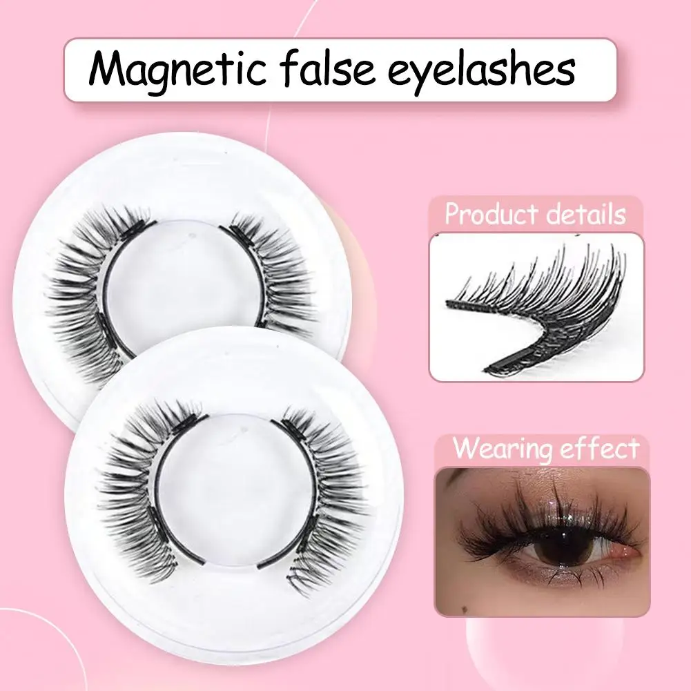 1쌍 자석 속눈썹 수제 풍성한 인조 밍크 속눈썹 자연스러운 인조 속눈썹 및 자석 핀셋 세트 메이크업