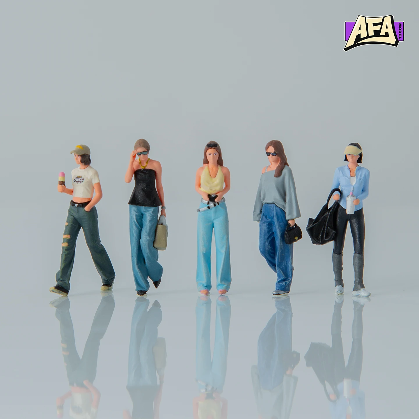 Figuras Femeninas de Resina a Escala 1/64, Chica, Mujer, Moda Urbana, Diorama, Miniaturas Pintadas a Mano, Exhibición de Diecast, AFA