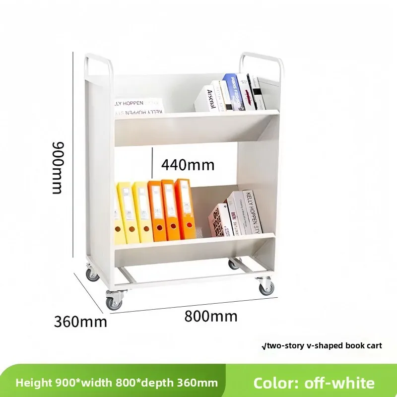 Silent bookshelf for library archives, floor-standing mobile bookshelf, flat handcart, tool cart