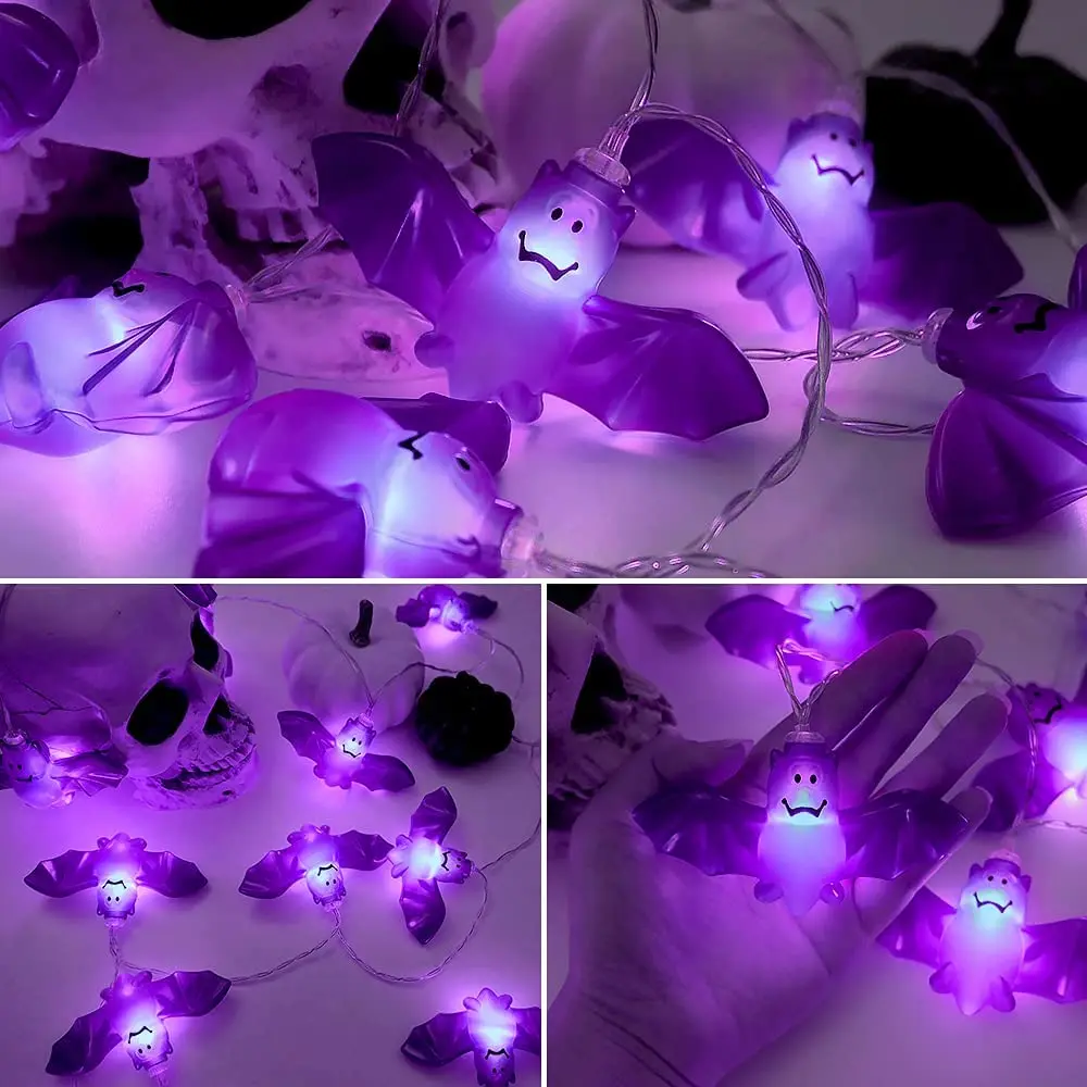 6M 3M LED Pumpkin Ghost Bat Light String Remote Control 8 Modes Halloween Party Lights String for Bar Home Indoor Outdoor Decor