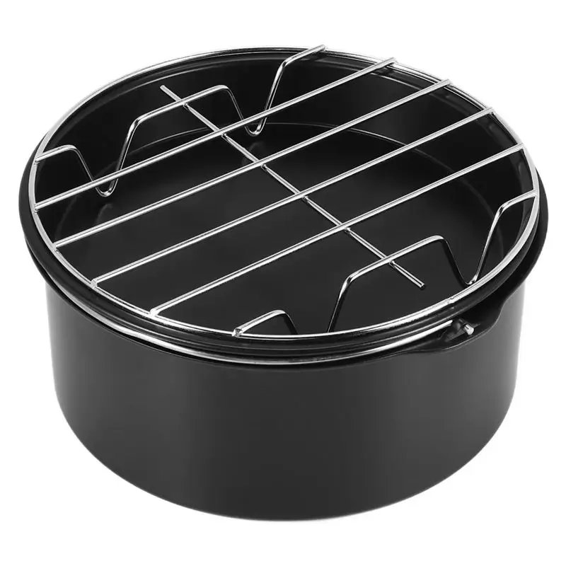 

ABHZ-Cake Cans, Pizza Pan, 3Pcs/Set Steel Round Air Fryer Oven Slow Cooker Accessories Baking Cake Barrel For Home Kitchen