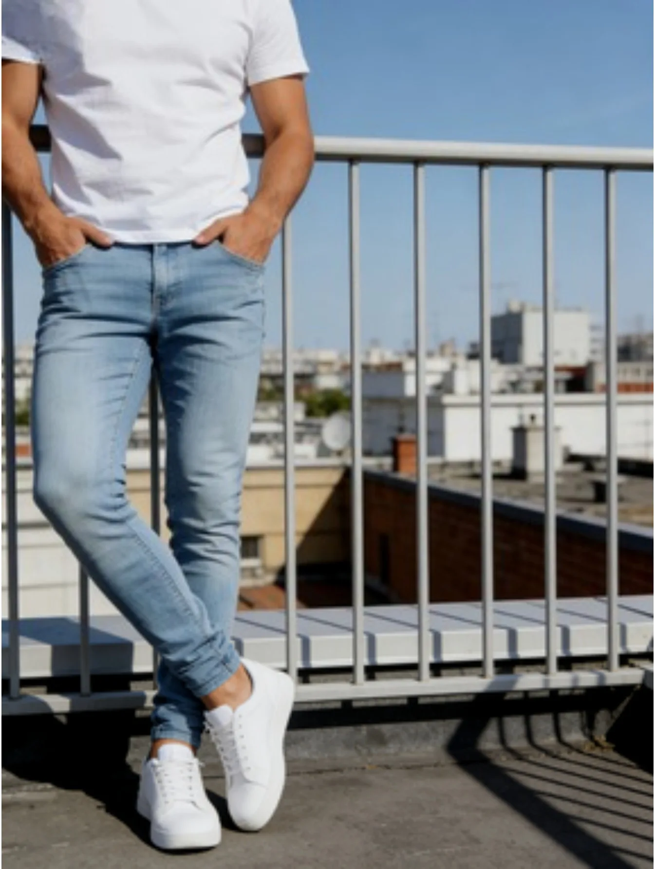 

1pc Men's Slim Simple Denim Pants, Street Rap Style Straight Jeans, suitable for everyday couples