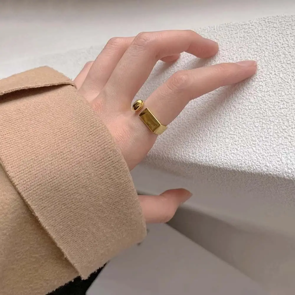 Jewelry Accessories Square Ring Metal Geometric Opening Silver Color Square Open Rings Open Adjustable Gold Square Alloy Ring