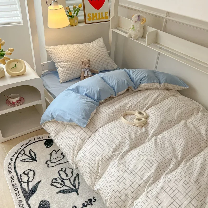 Home Quality Bedding Set Soft Cotton Duvet Cover Pillowcase Flat Sheet 3pcs Set Home Textiles Bedding Adjustable 0.9-1.2m Bed 이불