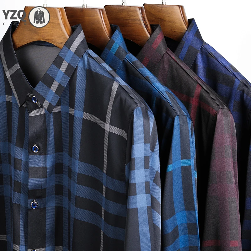 Nuova camicia da uomo Casual stampata a maniche lunghe con risvolto per la moda primaverile e autunnale confortevole Top senza rughe senza stiratura