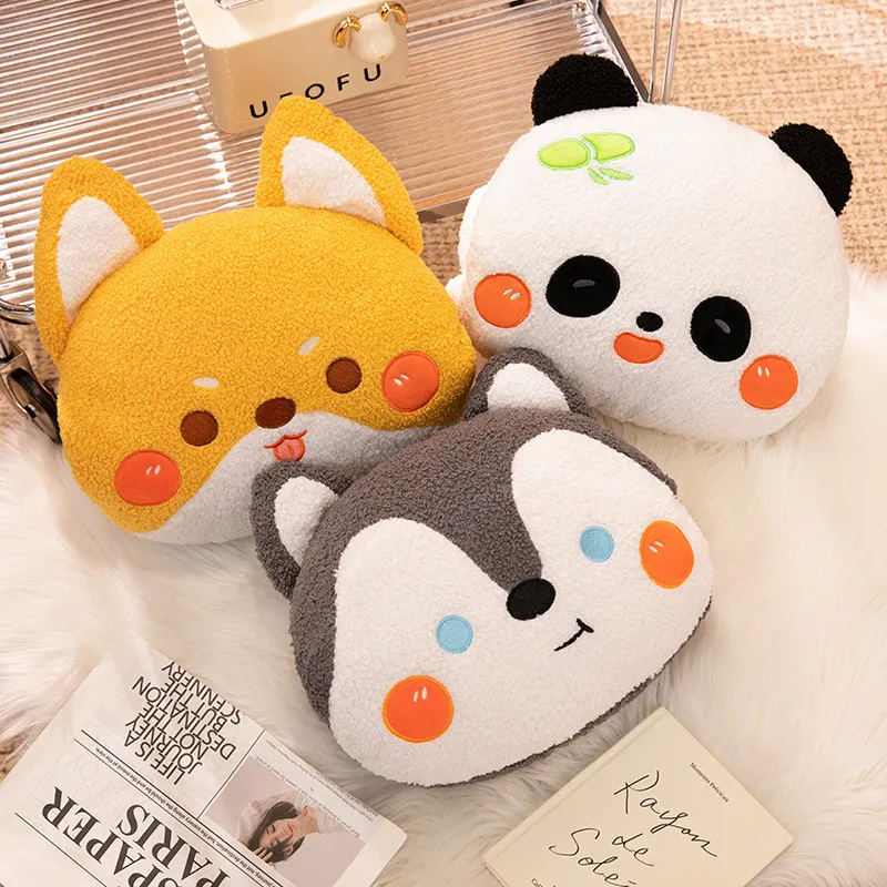 Animal dos desenhos animados Hand Warmer Pillow, Husky Bear, Shiba Inu, Coelho, Porco, Panda, Pelúcia, 2 em 1, 35cm