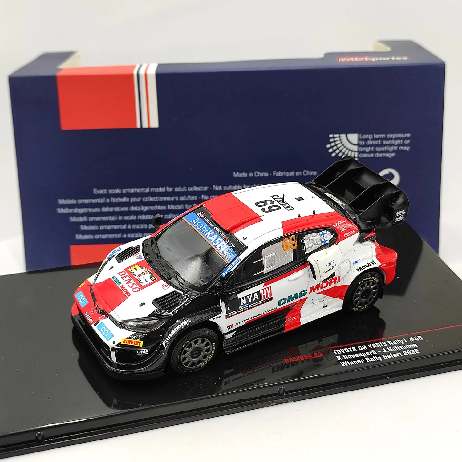 أجزاء صغيرة بمقياس 1/43 تويوتا GR ياريس رالي1 # 69 2022 نموذج سيارة رالي سبيكة
