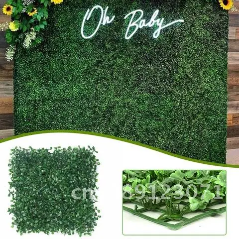 Paneles de seto de boj para decoración de pared de jardín, plantas artificiales, hierba, Fondo de flores, boda, interior y exterior, 25x25cm