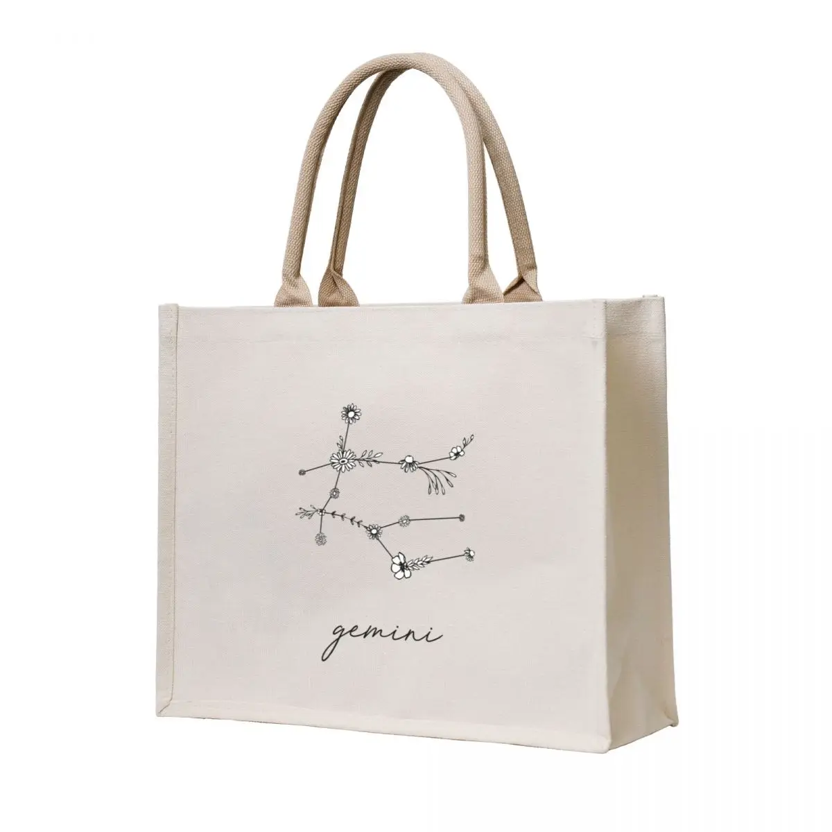 

Gemini Zodiac Wildflower Constellation Tote Bag eco pack women bag Canvas bag for women Women's shopping