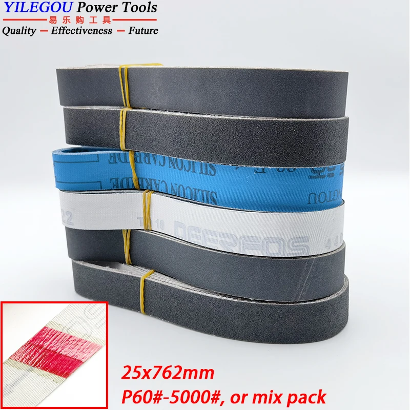 5 szt. 25 x 762 mm taśma szlifierska do szlifowania metalu. Taśma szlifierska karborundowa 1 "x 30" 762 mm Taśma ścierna do ostrzenia noża P60-5000