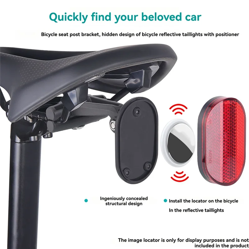 A79E-For Airtag Protective Bracket Anti-Theft Reflective Taillight  Mounting System For Bicycle Scooter Night Lights