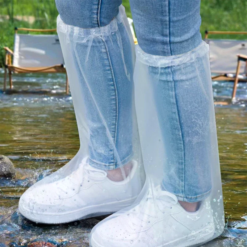 10PCS Transparent Plastic Outdoor Thick Wear-resistant Waterproof Isolation Foot Cover Rainy Disposable Shoe Covers