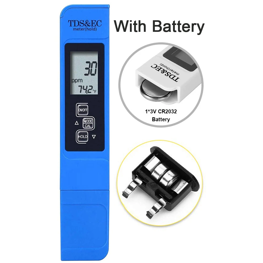 Medidor de PH y medidor TDS, probador Digital de calidad del agua 0-14, medidor de PH 0-9990PPM, TDS y EC LCD, filtro de acuario PPM de pureza del agua