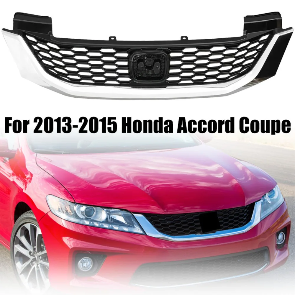 

Front Bumper Black Upper Grille W/Chrome Trim For Honda Accord Coupe 2013-2015