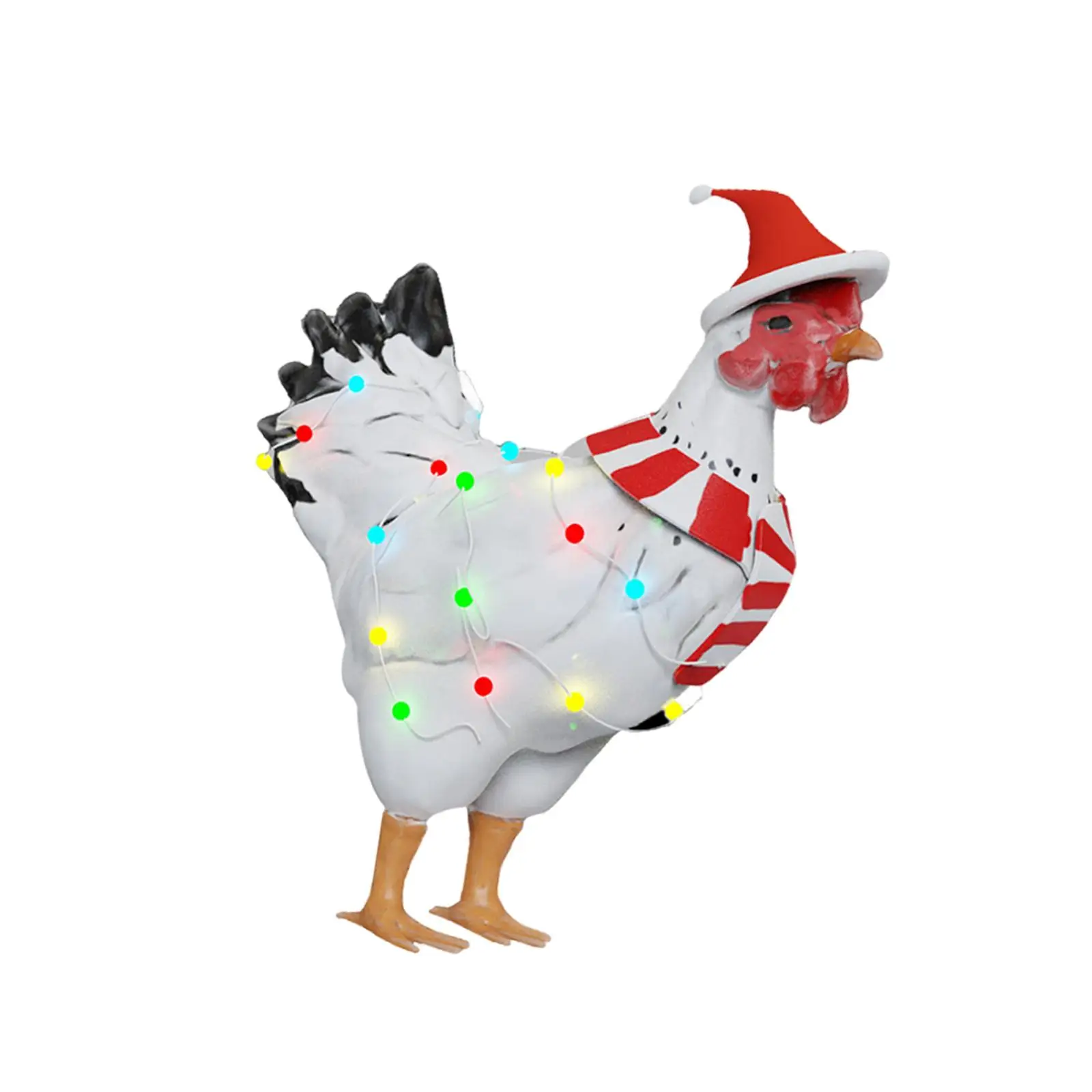 Solar Garden Chicken Statue Christmas Outdoor Decoration Compact with Solar Light Unique Animal Sculpture for Patio Pathway