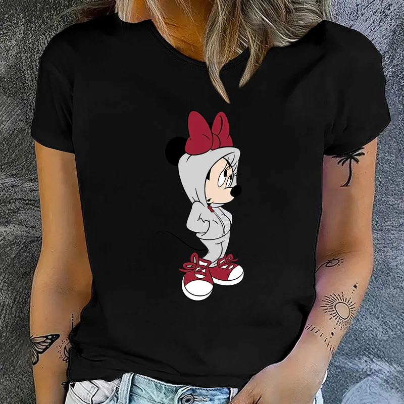 

Mickey Minnie Mouse Summer Trend Women Clothes Clothing Short Sleeve Graphic Tshirt Print T Shirt Fashion Kawaii Tee Top Clothes