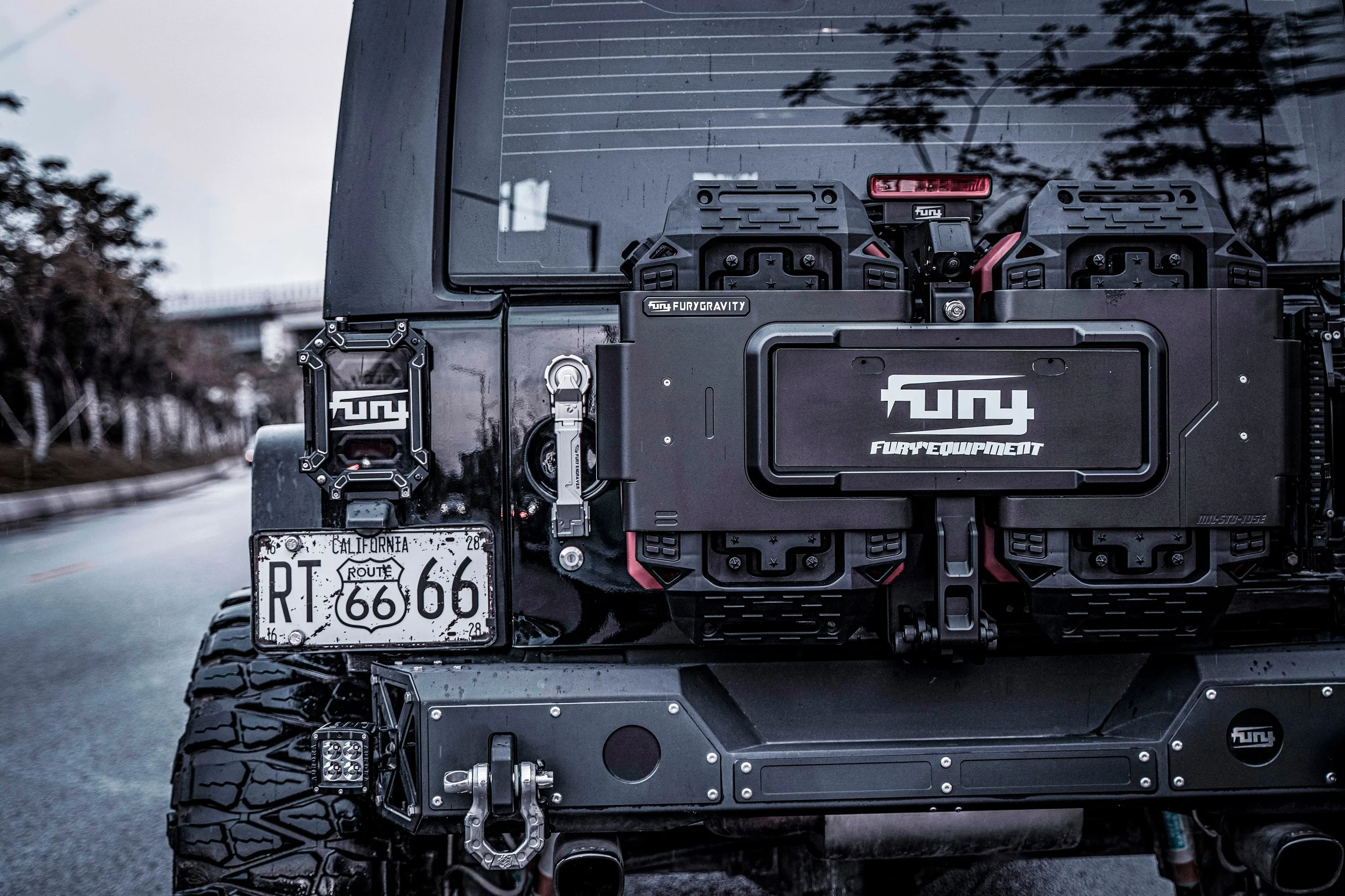 Fury 2018+ Accessories Tailgate Equipment With 7.5L Oil Boxes, High Brake Light Rack For Jeep Wrangler JL Custom