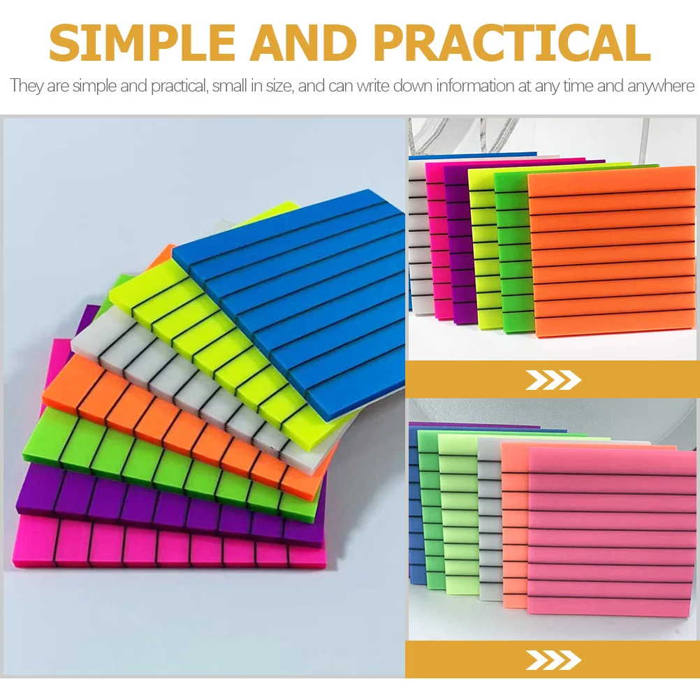 8pcs Transparent Lined Memo Stickers Translucent Note Pads For Office School Study Compact Learning Stationery