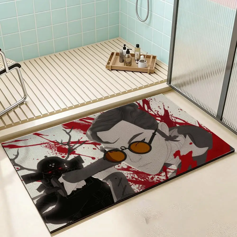 Floor Mat Diatomaceous Earth Bath Mat, QuickDrying, Water Absorb，MultiScene Household Floor Mat B-Blue Eye Samurai