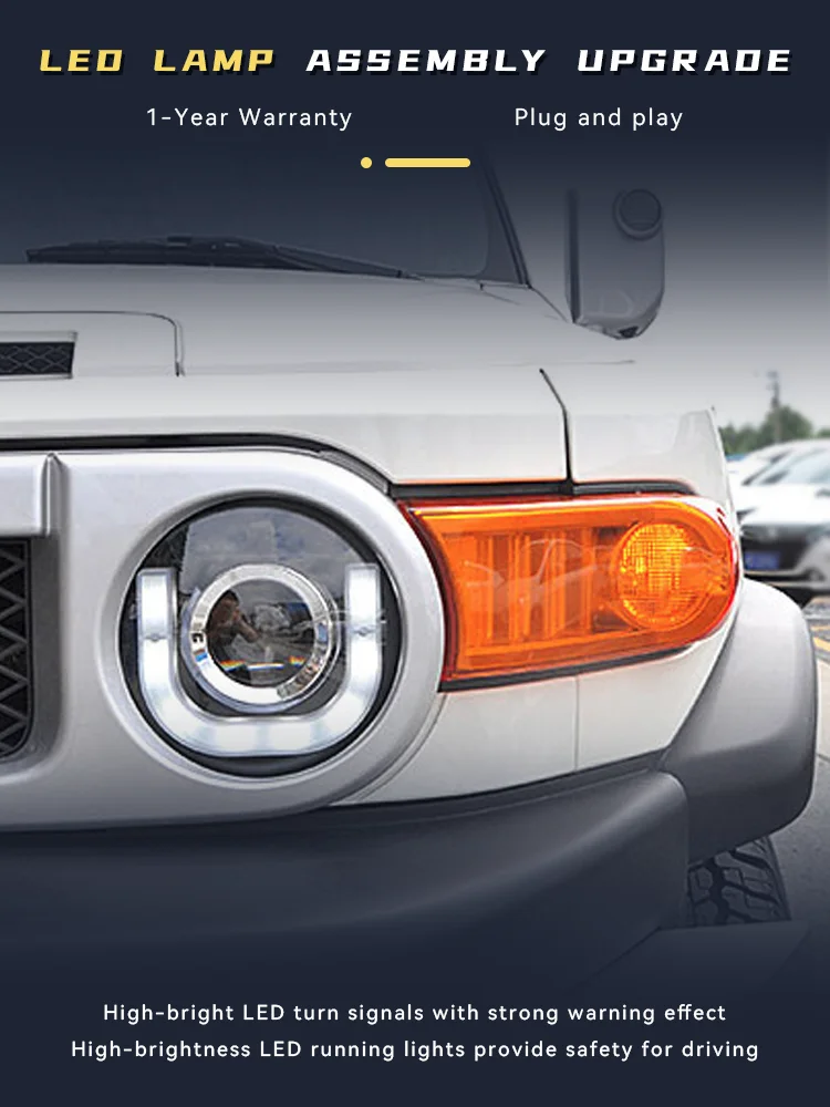 2 قطعة أضواء السيارات ل 2007-2020 تويوتا FJ كروزر الجبهة مصباح U DRL العلوي بدوره إشارة جهاز عرض LED عدسة اكسسوارات السيارات #2