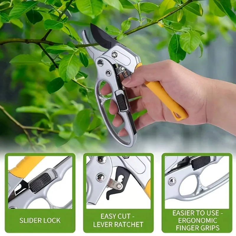 Ergonomic Pruning Shears - Titanium-Plated Alloy Steel, Quick Efficient Cuts, Labor-Saving Spring, For Garden and Fruit Picking image 3