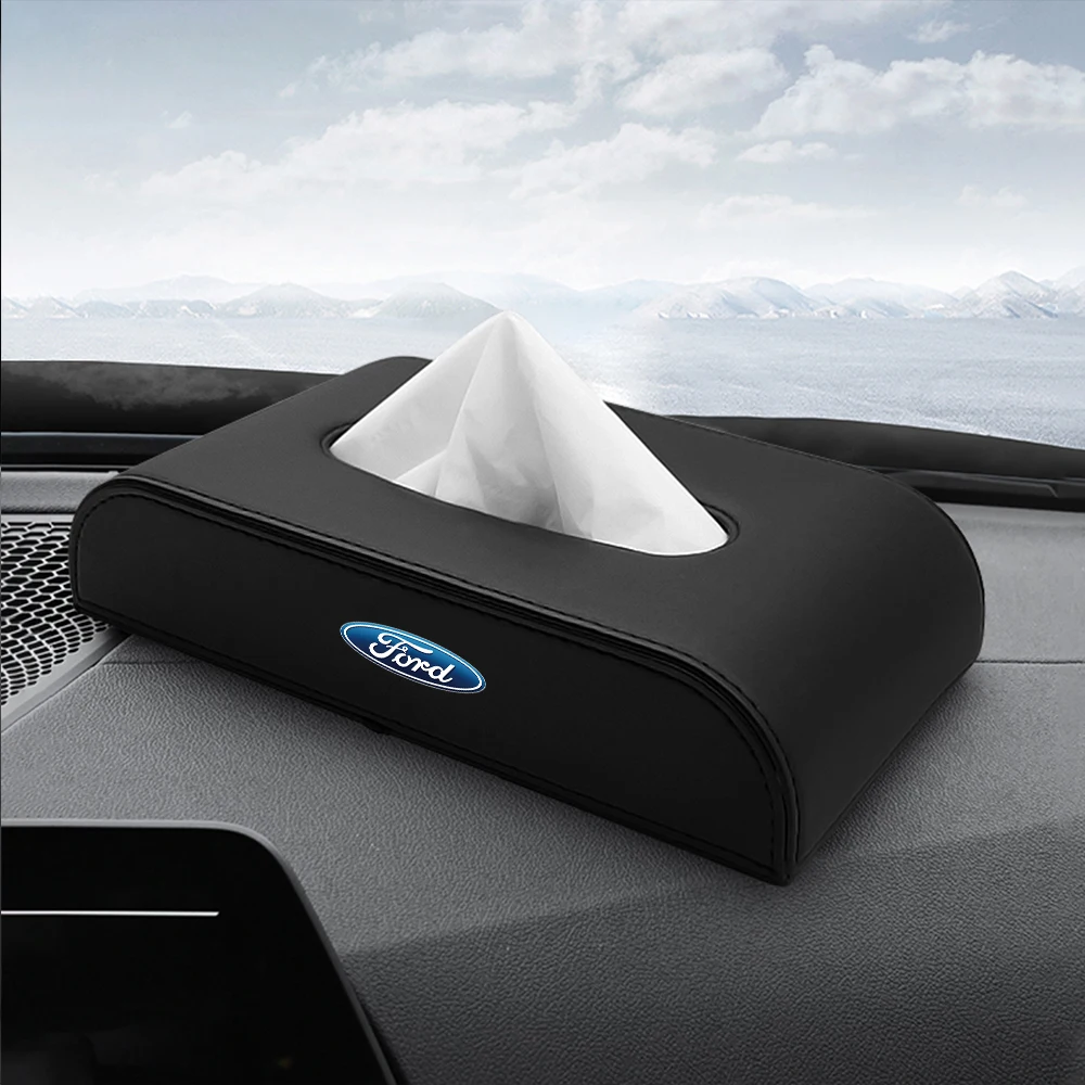 Leather Car Tissue Storage Box Auto Auto Storage Accessories for Ford Focus mk2 mk3 Fiesta mk7 Ranger Mondeo mk4 S-MAX Kuga