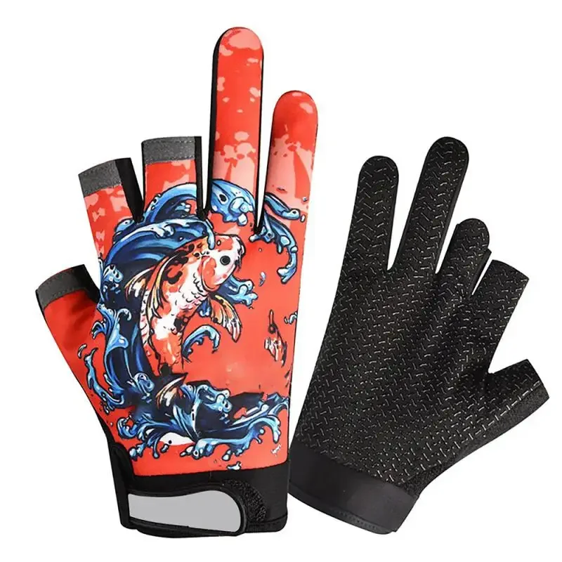 New Fishing Gloves For Men Summer Fishing Road Sub Sunscreen And Anti Slip Ice Silk Breathable Thin Three Finger Cut Gloves