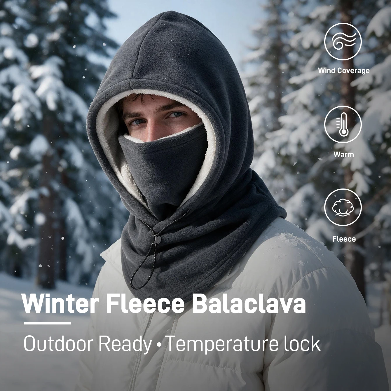 Balaclava Winter Fleece Double-Layer Windproof and Warm Hat for Cycling, Skiing, Cold Protection, and Neck Protection