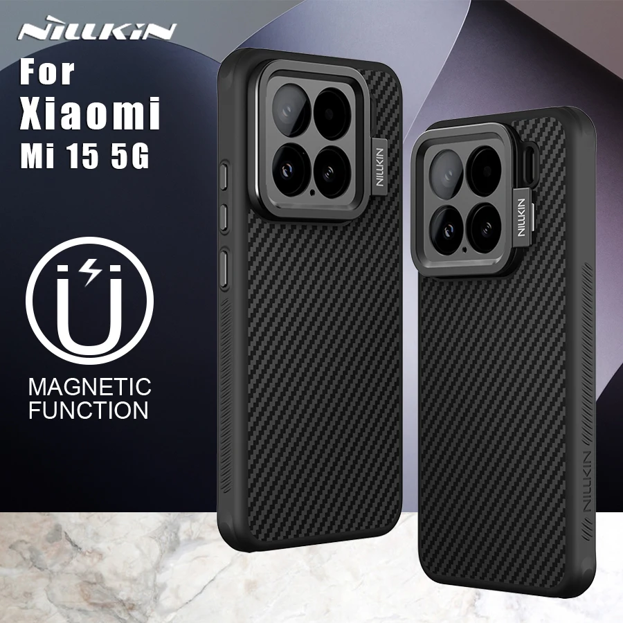 

Чехол Nillkin для Xiaomi Mi 15 5G, магнитный карбоновый чехол из арамидного волокна, адаптируемый объектив камеры с подставкой, задняя крышка для Xiaomi 15