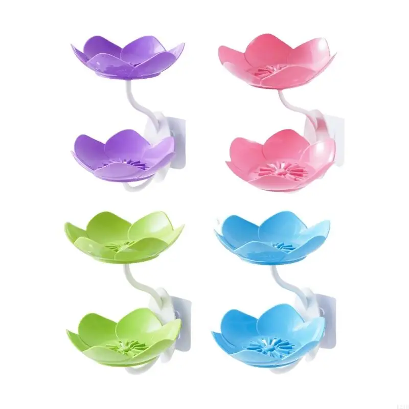 Bathroom Organizers Soap Tray With Drainages Petals Wall Mount NonSlip Surfaces Easy to Clean Plastic Materials
