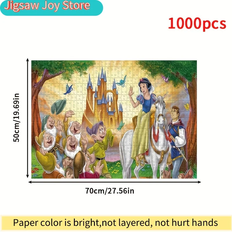 Rompecabezas de 1000 Piezas, Personajes de Dibujos Animados Blancanieves y el Príncipe Encantador, Enanos, Castillo, Rompecabezas para Montar en la Pared, Regalo de Juego para Adultos, Familiar