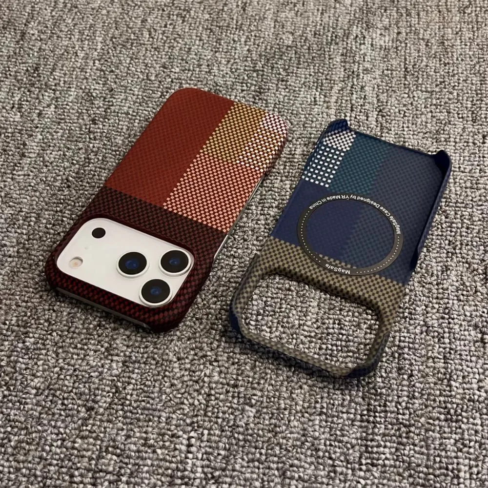 Für MagSafe Drahtlose Lade Telefon Fall Für IPhone 17 Air 16 15 14 13 12 Pro Max Carbon Faser Textur Leder schutzhülle