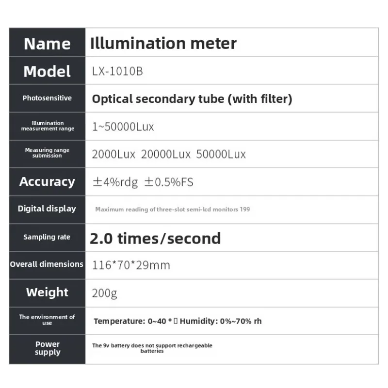 Digital Illuminator Light Meter LX1010B Portable Illuminometer, Hand Light Meter