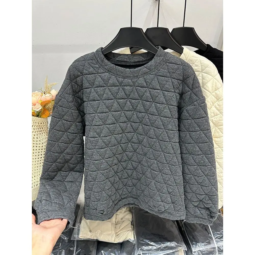 

Premium Feeling Winter 2025 Women's Loose round Neck Embroidered Diamond Pattern Cotton Blend Hoodie Commute Fashion