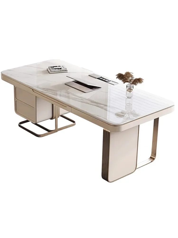 White Modern Executive Office Desk Table Corner Writing Vanity Stand Up Desk Table