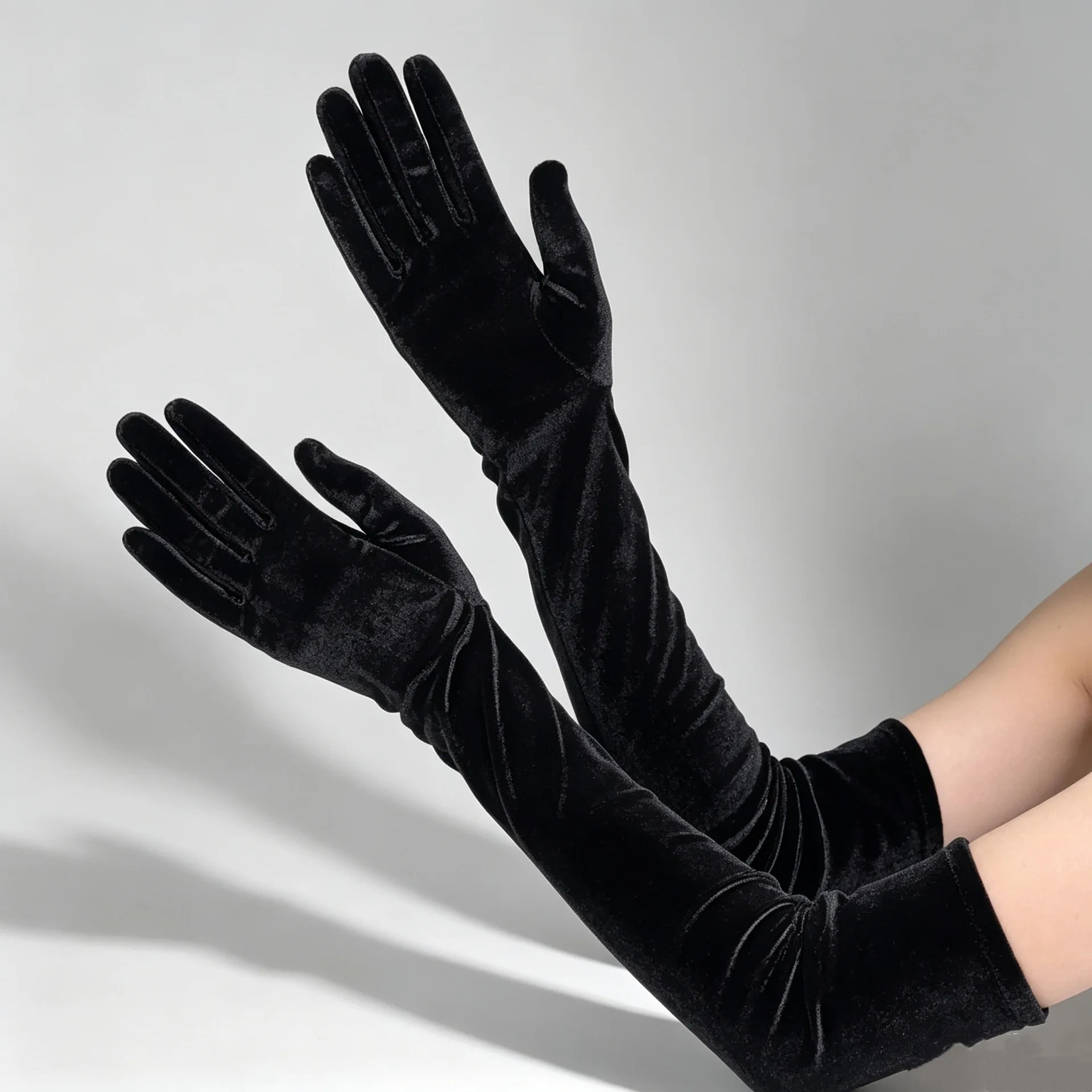 Gloves Long Velvet Women Vintage Evening Bridal Wedding Dress Warm Fall Winter Performance Ceremony Photo Lightweight Elegant